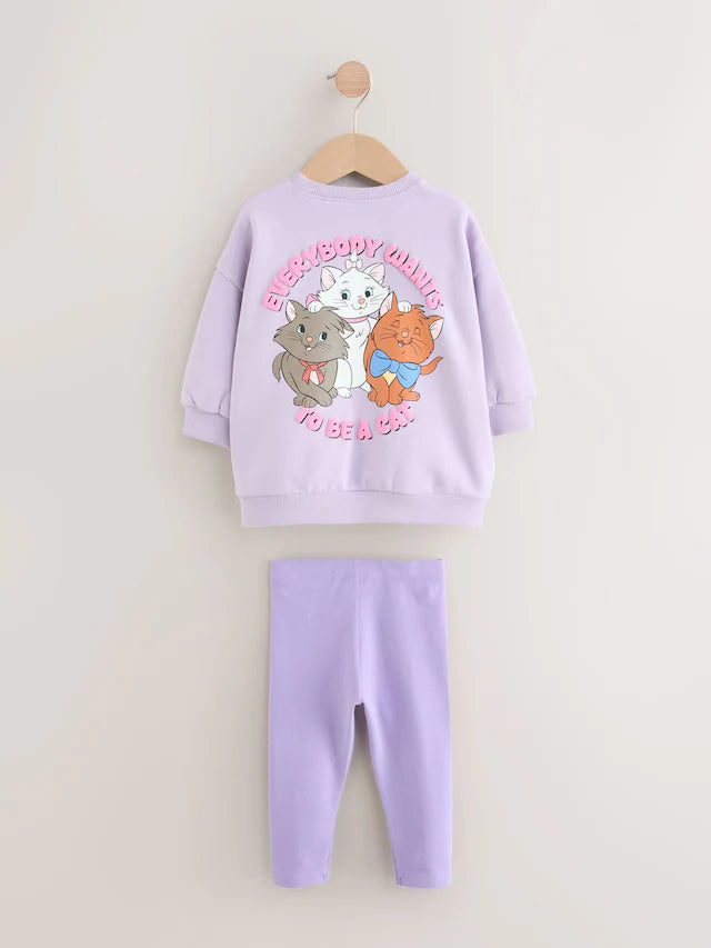 |Girl| Conjunto De Moletom e Leggings Lilás Roxo Disney Aristocats (3 meses a 7 anos)