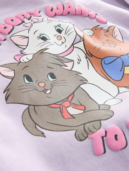 |Girl| Conjunto De Moletom e Leggings Lilás Roxo Disney Aristocats (3 meses a 7 anos)