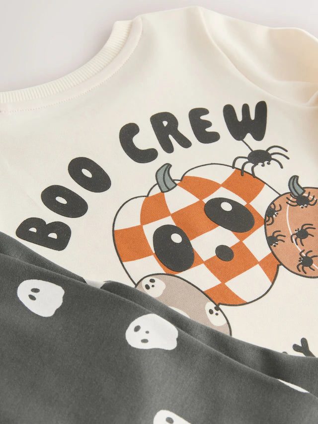 |Girl| Pijama De Halloween Com Ajuste Individual Creme/Preto (9 meses a 10 anos)