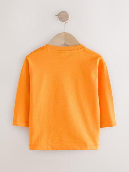 |Boy| Camiseta Laranja De Manga Comprida Do Mickey Mouse Halloween (3 meses a 8 anos)