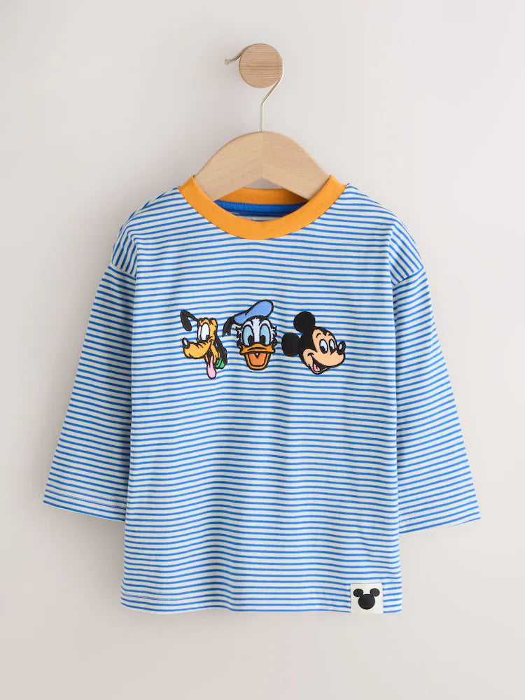 |Boy| Camiseta De Manga Comprida Mickey Mouse Azul/Cru (3 meses a 8 anos)