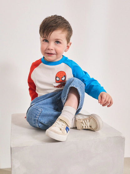 |Boy| Camiseta De Manga Comprida Do Homem-Aranha Branca/Azul/Vermelha (12 meses a 8 anos)