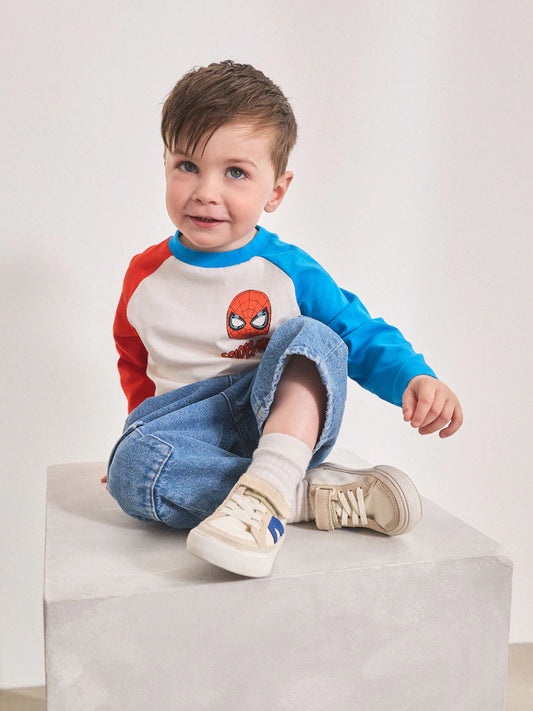 |Boy| Camiseta De Manga Comprida Do Homem-Aranha Branca/Azul/Vermelha (12 meses a 8 anos)