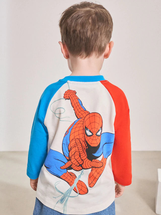 |Boy| Camiseta De Manga Comprida Do Homem-Aranha Branca/Azul/Vermelha (12 meses a 8 anos)