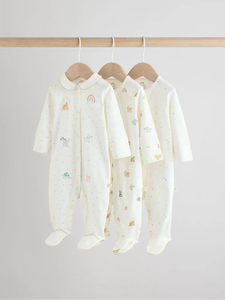 |BabyBoy| Pacote Com 3 Macacões De Dormir White Ground (0-2 anos)