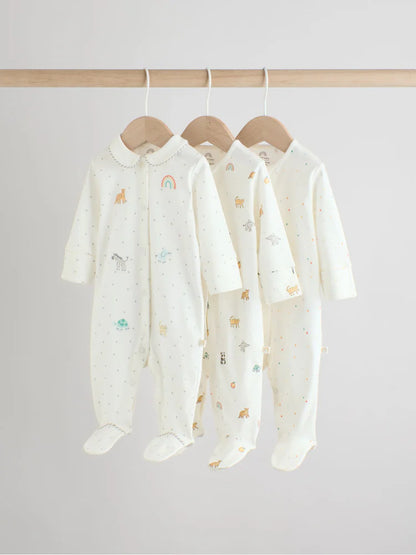 |BabyBoy| Pacote Com 3 Macacões De Dormir White Ground (0-2 anos)