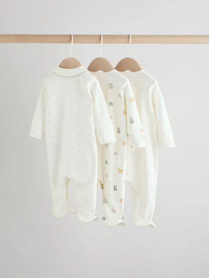 |BabyBoy| Pacote Com 3 Macacões De Dormir White Ground (0-2 anos)