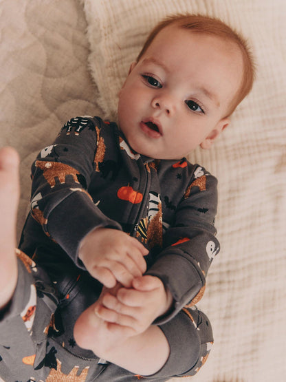 |BabyBoy| Macacão De Dormir Preto Com Zíper e Estampa De Halloween Hamish Baby (0 meses a 3 anos)