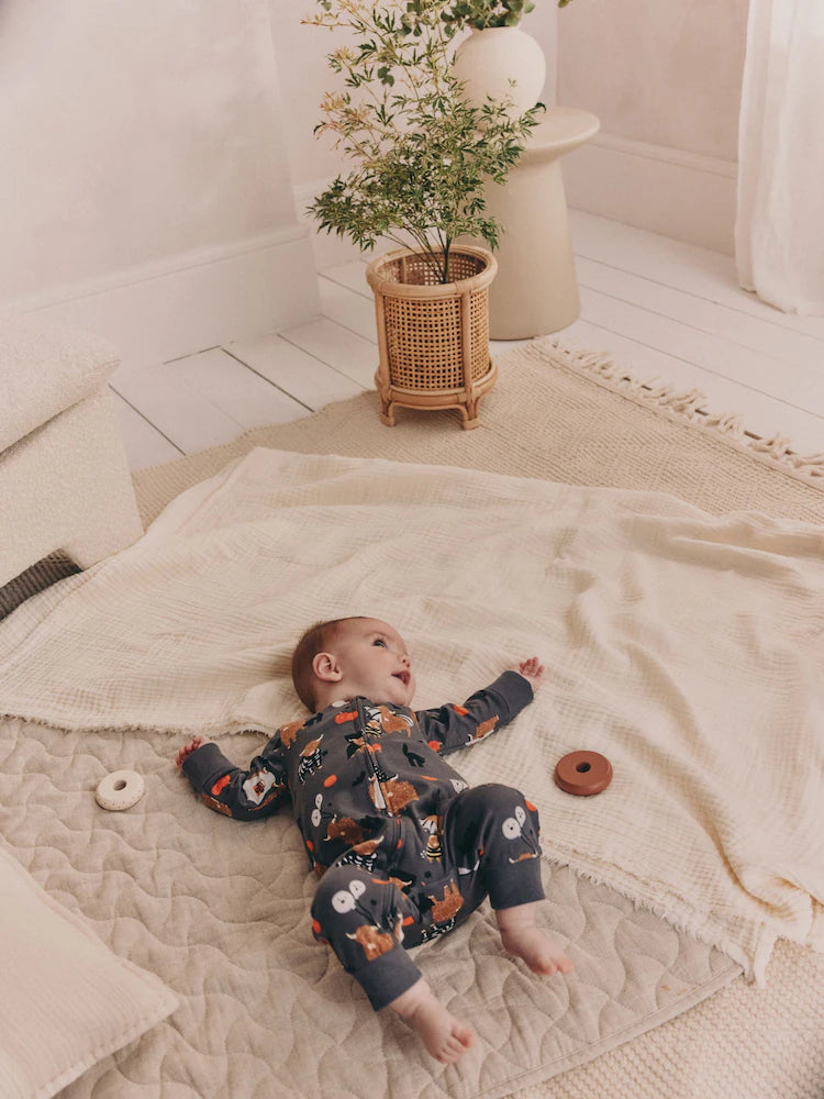 |BabyBoy| Macacão De Dormir Preto Com Zíper e Estampa De Halloween Hamish Baby (0 meses a 3 anos)