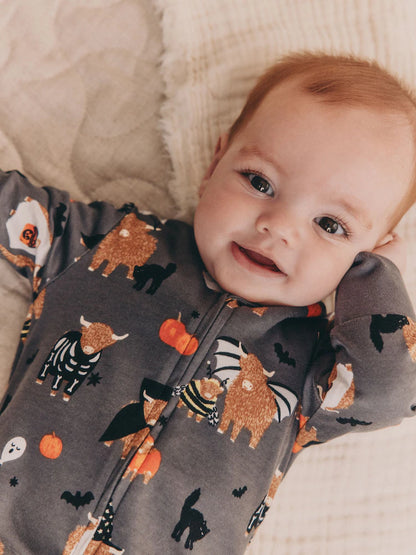 |BabyBoy| Macacão De Dormir Preto Com Zíper e Estampa De Halloween Hamish Baby (0 meses a 3 anos)