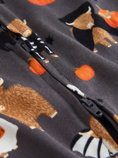 |BabyBoy| Macacão De Dormir Preto Com Zíper e Estampa De Halloween Hamish Baby (0 meses a 3 anos)