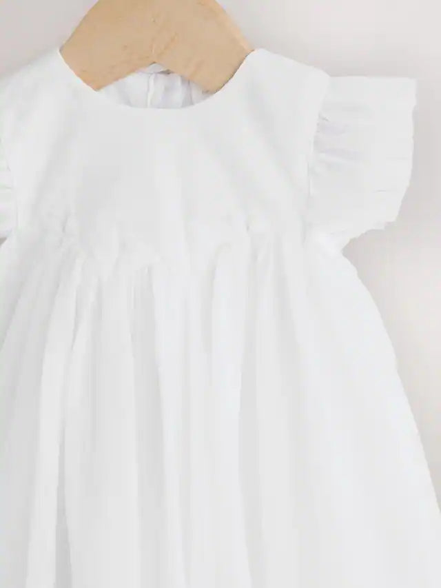 |BabyGirl| Vestido De Malha Branca Para Bebê (0 meses a 2 anos)