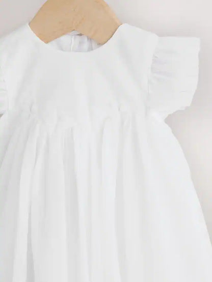 |BabyGirl| Vestido De Malha Branca Para Bebê (0 meses a 2 anos)