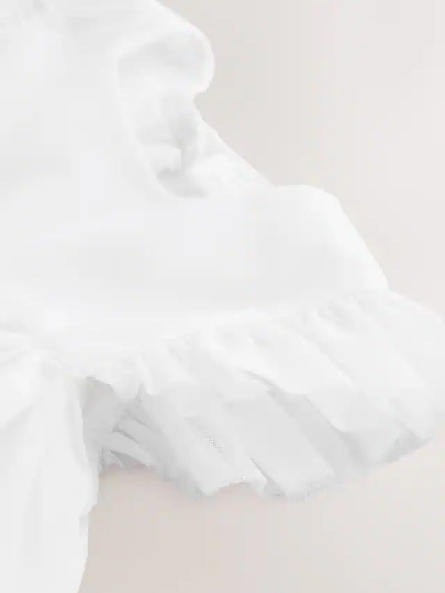 |BabyGirl| Vestido De Malha Branca Para Bebê (0 meses a 2 anos)