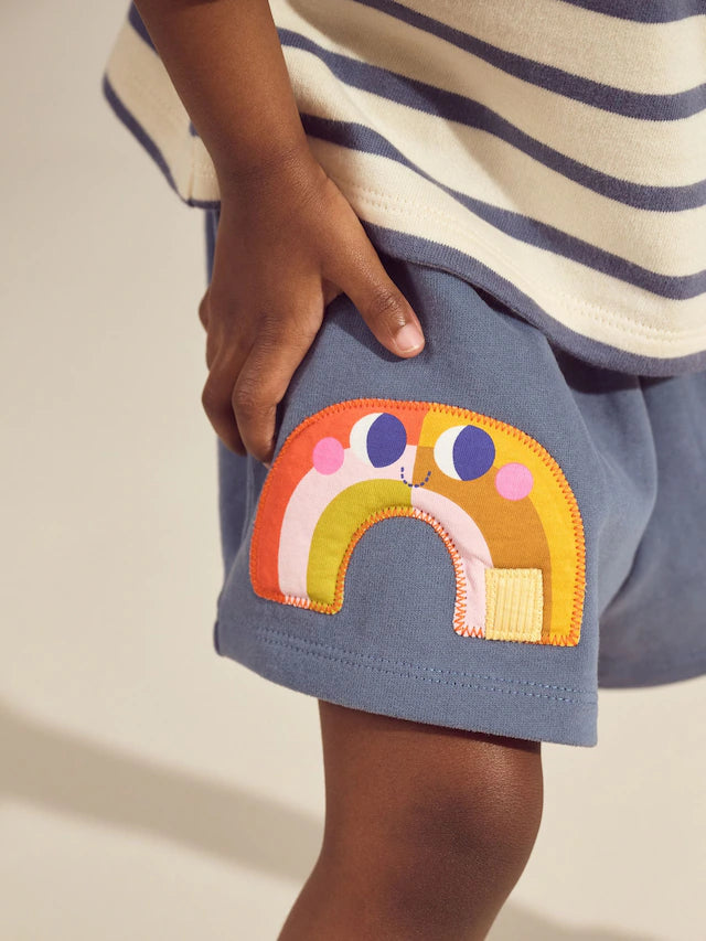 |Girl| Conjunto De Blusa e Shorts Listrados Azul Marinho Ladybird (3 meses a 7 anos)