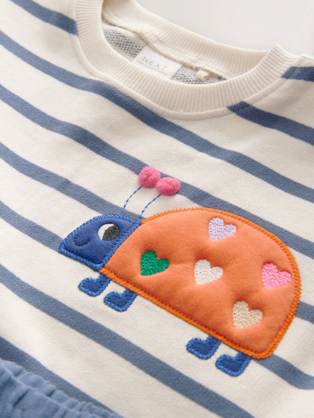 |Girl| Conjunto De Blusa e Shorts Listrados Azul Marinho Ladybird (3 meses a 7 anos)