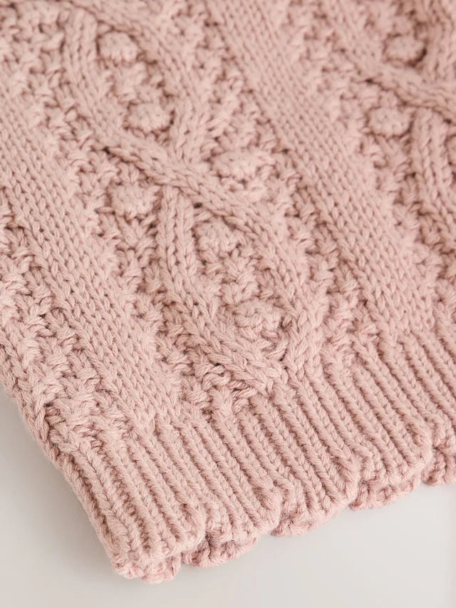 |BabyGirl| Cardigan De Bebê Com Gola De Babados e Tricô Rosa (0 meses a 2 anos)