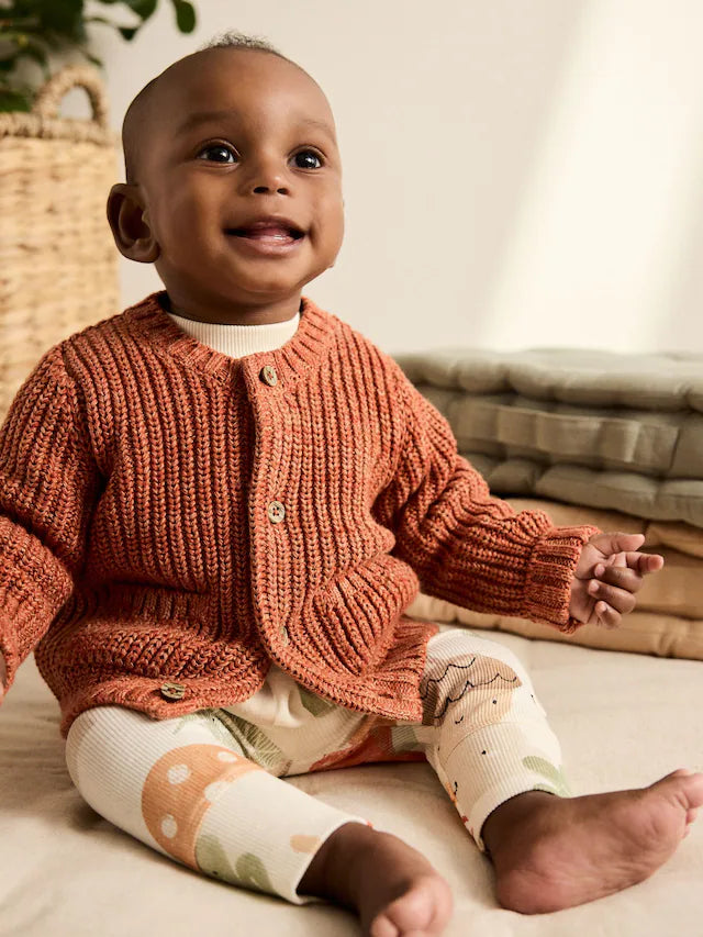 |BabyBoy| Cardigan De Bebê Com Slogan 100% Algodão, Abóbora Laranja Pequena