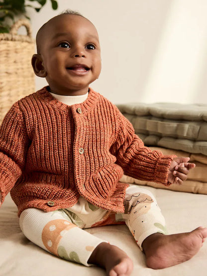 |BabyBoy| Cardigan De Bebê Com Slogan 100% Algodão, Abóbora Laranja Pequena