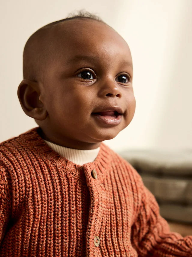 |BabyBoy| Cardigan De Bebê Com Slogan 100% Algodão, Abóbora Laranja Pequena