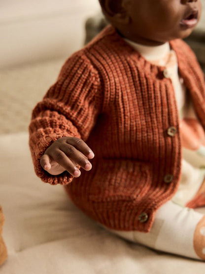 |BabyBoy| Cardigan De Bebê Com Slogan 100% Algodão, Abóbora Laranja Pequena