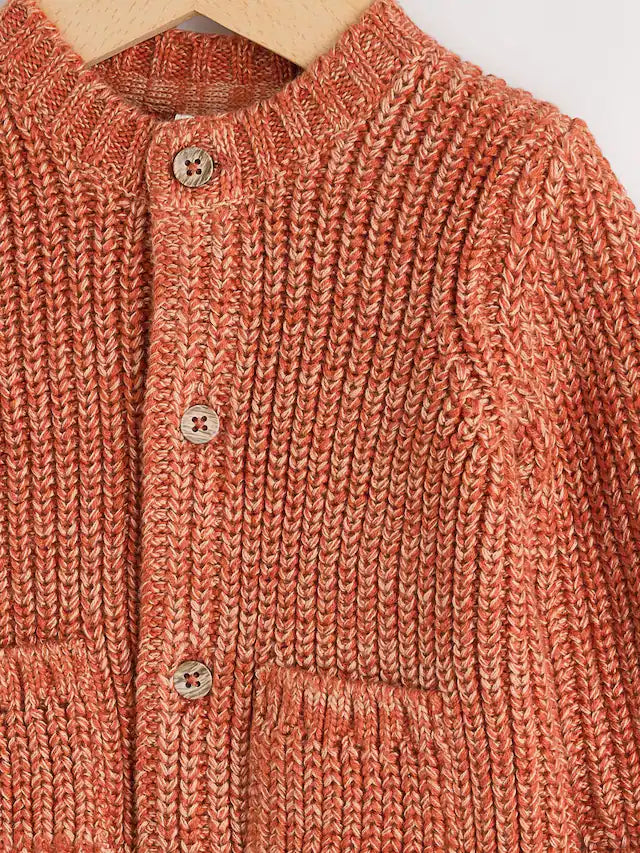 |BabyBoy| Cardigan De Bebê Com Slogan 100% Algodão, Abóbora Laranja Pequena