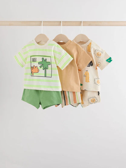 |BabyBoy| Conjunto De 6 Peças De Blusas e Shorts Para Bebê Green Tiger