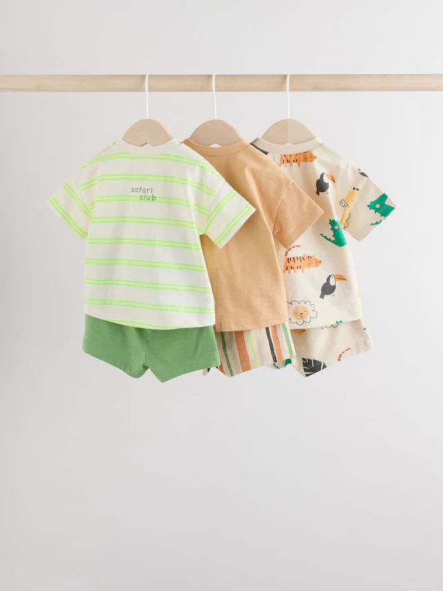 |BabyBoy| Conjunto De 6 Peças De Blusas e Shorts Para Bebê Green Tiger