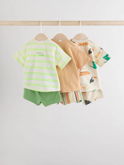 |BabyBoy| Conjunto De 6 Peças De Blusas e Shorts Para Bebê Green Tiger