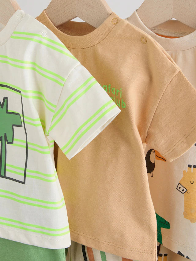 |BabyBoy| Conjunto De 6 Peças De Blusas e Shorts Para Bebê Green Tiger