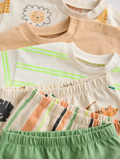 |BabyBoy| Conjunto De 6 Peças De Blusas e Shorts Para Bebê Green Tiger