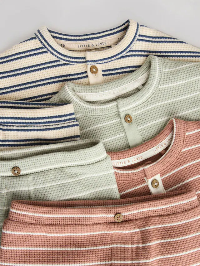 |BabyBoy| Conjunto De 6 Peças De Blusas e Shorts Listrados Minerais Para Bebê