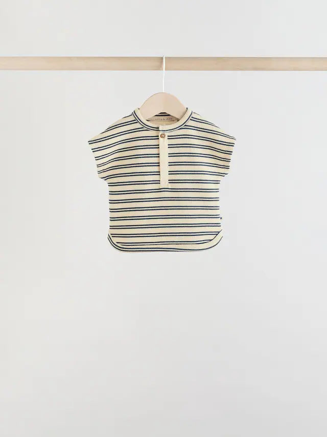 |BabyBoy| Conjunto De 6 Peças De Blusas e Shorts Listrados Minerais Para Bebê