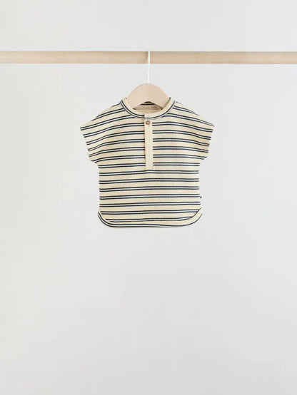 |BabyBoy| Conjunto De 6 Peças De Blusas e Shorts Listrados Minerais Para Bebê