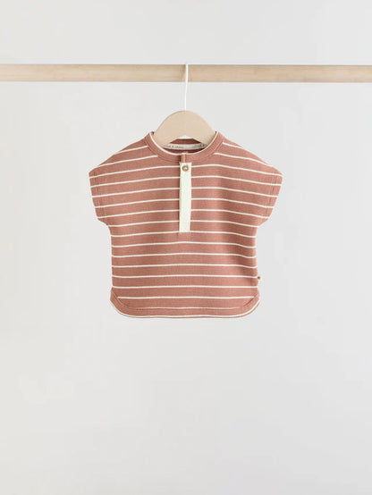 |BabyBoy| Conjunto De 6 Peças De Blusas e Shorts Listrados Minerais Para Bebê