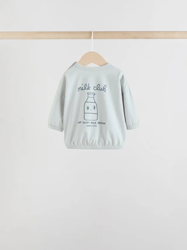 |BabyBoy| Conjunto De 6 Peças de Blusas e Leggings Para Bebês Blue Milk Club (0 meses a 3 anos) (3 meses a 8 anos)