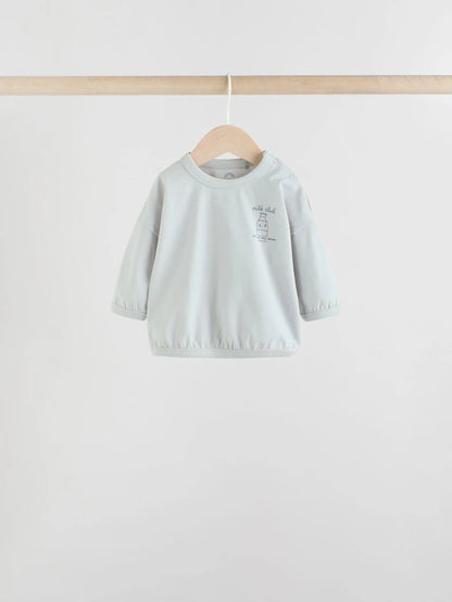 |BabyBoy| Conjunto De 6 Peças de Blusas e Leggings Para Bebês Blue Milk Club (0 meses a 3 anos) (3 meses a 8 anos)