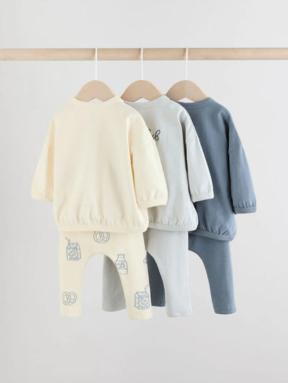 |BabyBoy| Conjunto De 6 Peças de Blusas e Leggings Para Bebês Blue Milk Club (0 meses a 3 anos) (3 meses a 8 anos)