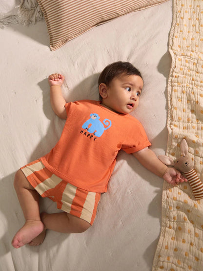 |BabyBoy| Conjunto De Camiseta e Shorts Vermelho Para Bebê