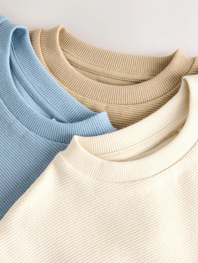 |Boy| Pacote Com 3 Camisetas Texturizadas De Manga Curta e Shorts De Ciclismo Multi-Neutros (3 meses a 7 anos)