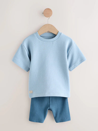 |Boy| Pacote Com 3 Camisetas Texturizadas De Manga Curta e Shorts De Ciclismo Multi-Neutros (3 meses a 7 anos)