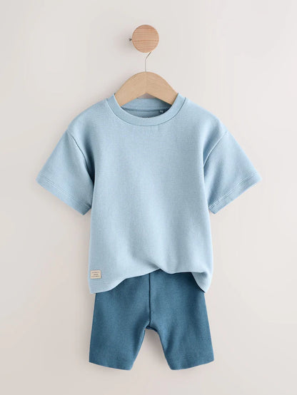 |Boy| Pacote Com 3 Camisetas Texturizadas De Manga Curta e Shorts De Ciclismo Multi-Neutros (3 meses a 7 anos)