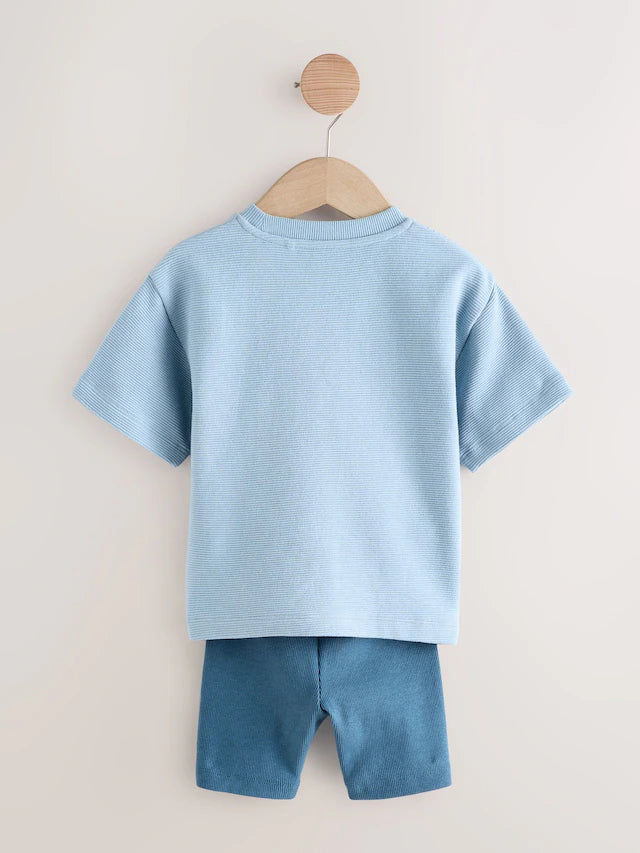 |Boy| Pacote Com 3 Camisetas Texturizadas De Manga Curta e Shorts De Ciclismo Multi-Neutros (3 meses a 7 anos)