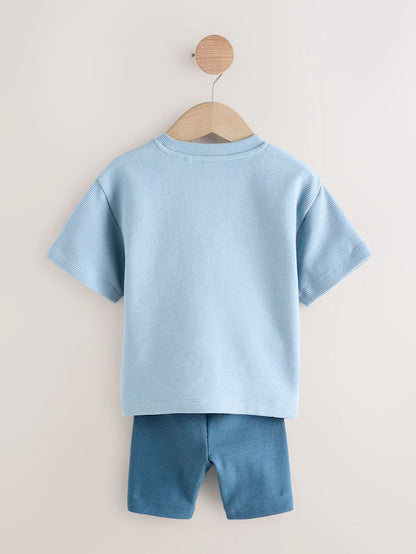 |Boy| Pacote Com 3 Camisetas Texturizadas De Manga Curta e Shorts De Ciclismo Multi-Neutros (3 meses a 7 anos)