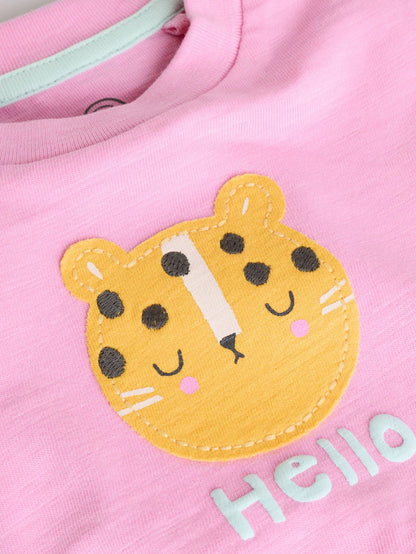 |BabyGirl| Blusas De Manga Curta Para Bebês, Azul/Verde/Roxo, Pastel, Pacote com 3