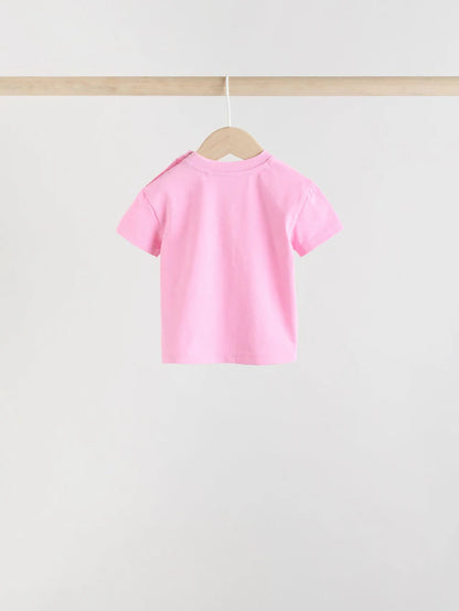 |BabyGirl| Blusas De Manga Curta Para Bebês, Azul/Verde/Roxo, Pastel, Pacote com 3