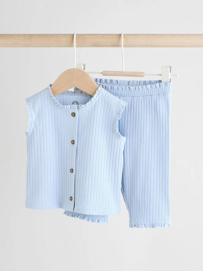 |BabyBoy| Conjunto De Blusa e Leggings Sem Mangas Azul Para Bebê