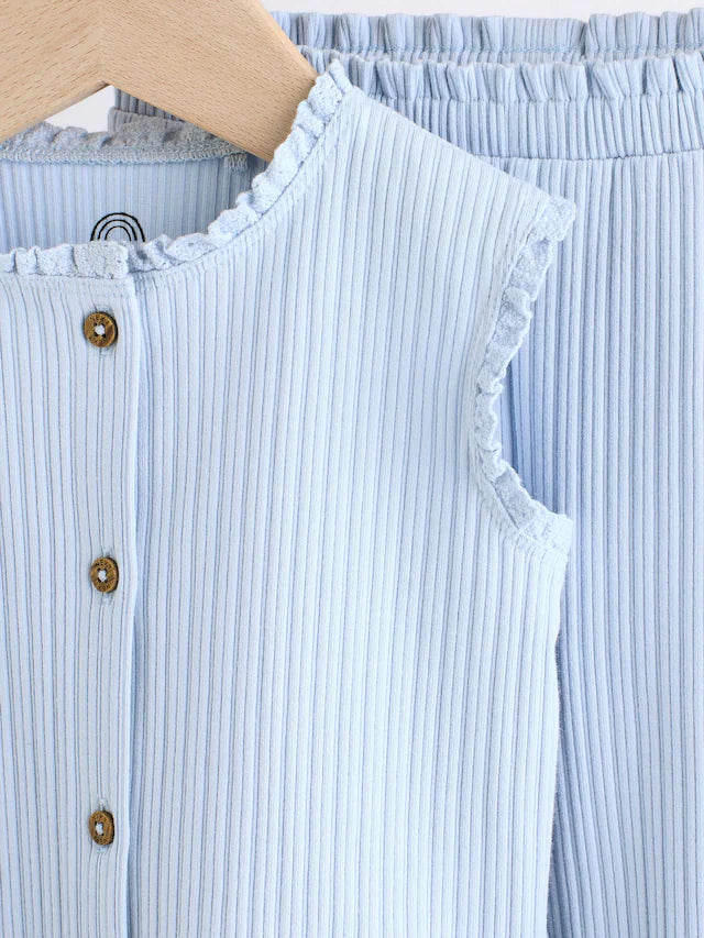 |BabyBoy| Conjunto De Blusa e Leggings Sem Mangas Azul Para Bebê