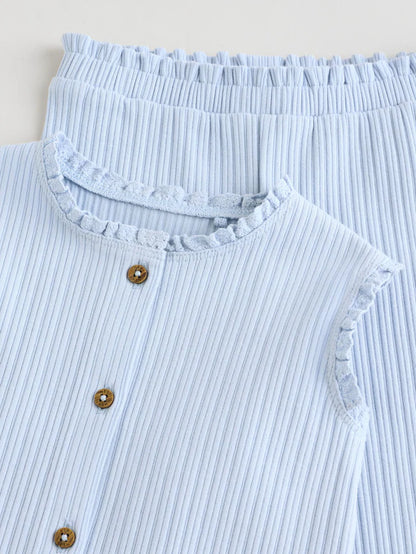 |BabyBoy| Conjunto De Blusa e Leggings Sem Mangas Azul Para Bebê