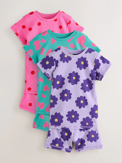 |Girl| Pacote Com 3 Pijamas Curtos Roxos/Verdes (9 meses a 12 anos)